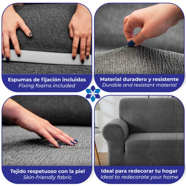 BLUZIMAN® Funda Sofa 2 Plazas Ajustable Hecha en España 100%, Fundas Sofá Elastica De Calidad, Cubre Capa Sofá 2 Lugares Cobertor Sofa Cover - Imagen 5