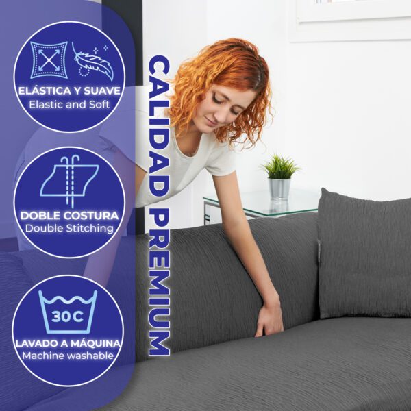 BLUZIMAN® Funda Sofa 2 Plazas Ajustable Hecha en España 100%, Fundas Sofá Elastica De Calidad, Cubre Capa Sofá 2 Lugares Cobertor Sofa Cover - Imagen 6