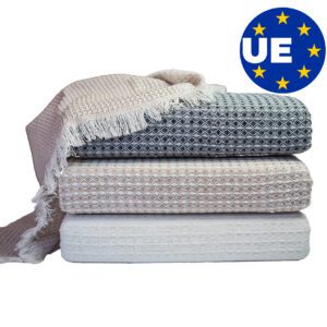 BLUZIMAN® - Manta Multiusos Algodon Suave Hecho 100% en España, Manta Sofa Cuatro Estaciones, Colcha Plaid Cama, Cubrecama, Cubresofa Bouti, Sobrecama