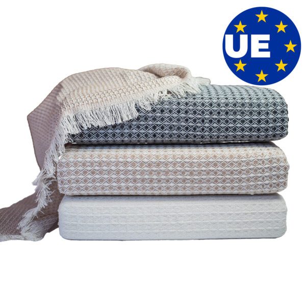 BLUZIMAN® - Manta Multiusos Algodon Suave Hecho 100% en España, Manta Sofa Cuatro Estaciones, Colcha Plaid Cama, Cubrecama, Cubresofa Bouti, Sobrecama