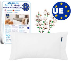 BLUZIMAN® - Funda Almohada Algodon 100%, Lujoso Saten 400 Hilos Hecho en España, Protector Almohada Antiacaros, Fundas de Almohada Pillow Case