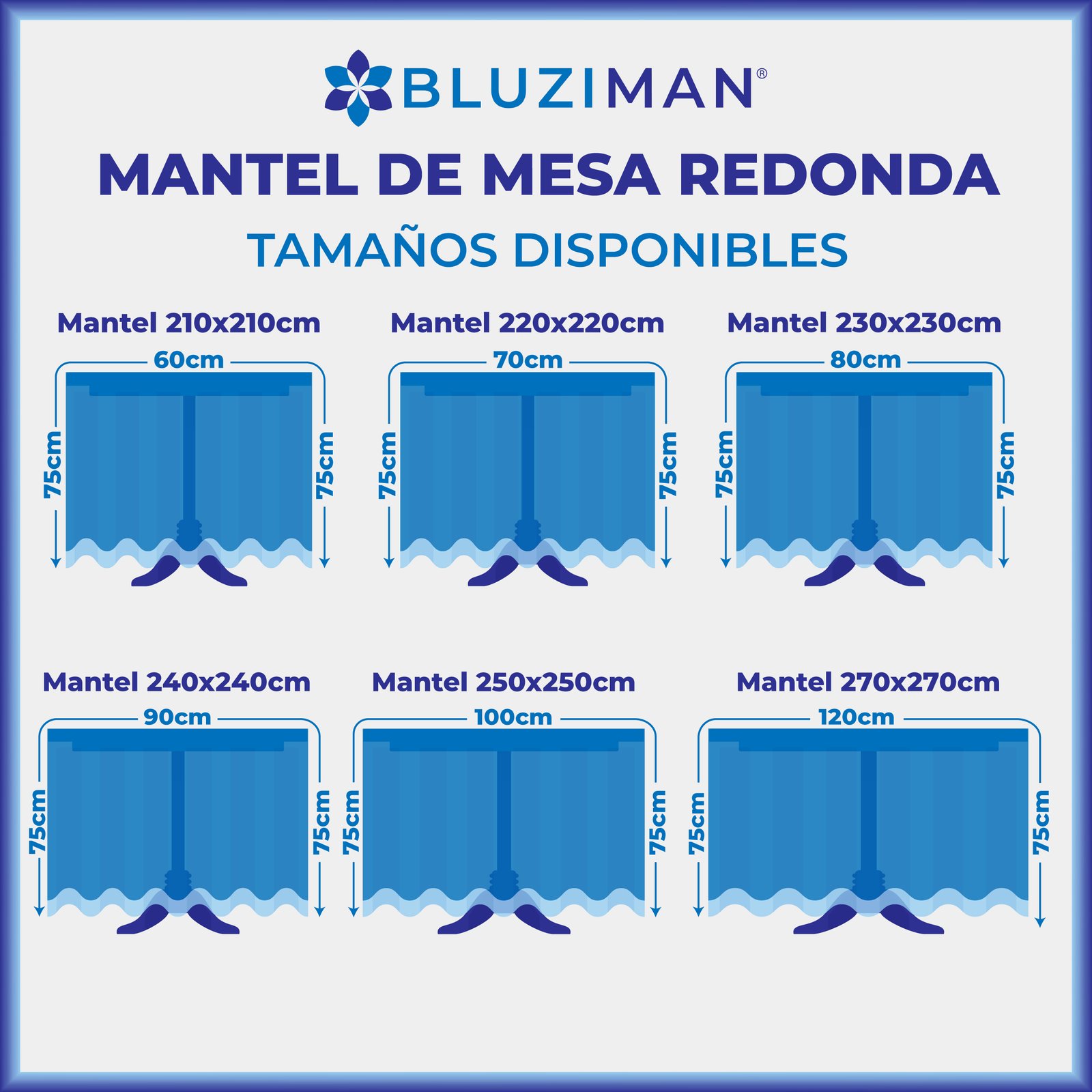BLUZIMAN Mantel Mesa Redonda Hecho en España 100%, Manteles Tela Jacquard Calidad, Falda Mesa Camilla Redonda, Enaguas Faldillas Tacto Algodon - Imagen 4