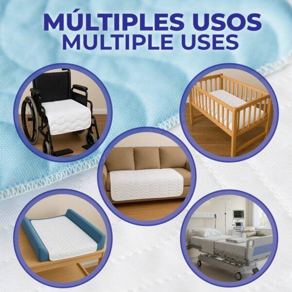 BLUZIMAN® Empapadores Cama Adultos, Empapadores Bebe Lavables Hecho en España, Protector Cama Certificado Oeko Tex Capa Seguridad Impermeable, Salvacamas Súper Absorbentes (1 Unidad) - Imagen 4