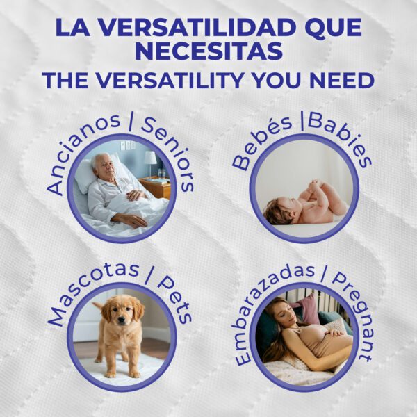 BLUZIMAN® Empapadores Cama Adultos, Empapadores Bebe Lavables Hecho en España, Protector Cama Certificado Oeko Tex Capa Seguridad Impermeable, Salvacamas Súper Absorbentes (1 Unidad) - Imagen 5
